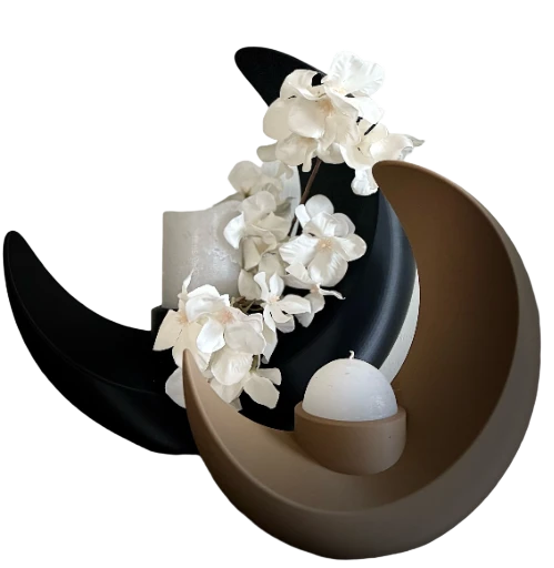 Moon shaped plant or candle holder -  small
