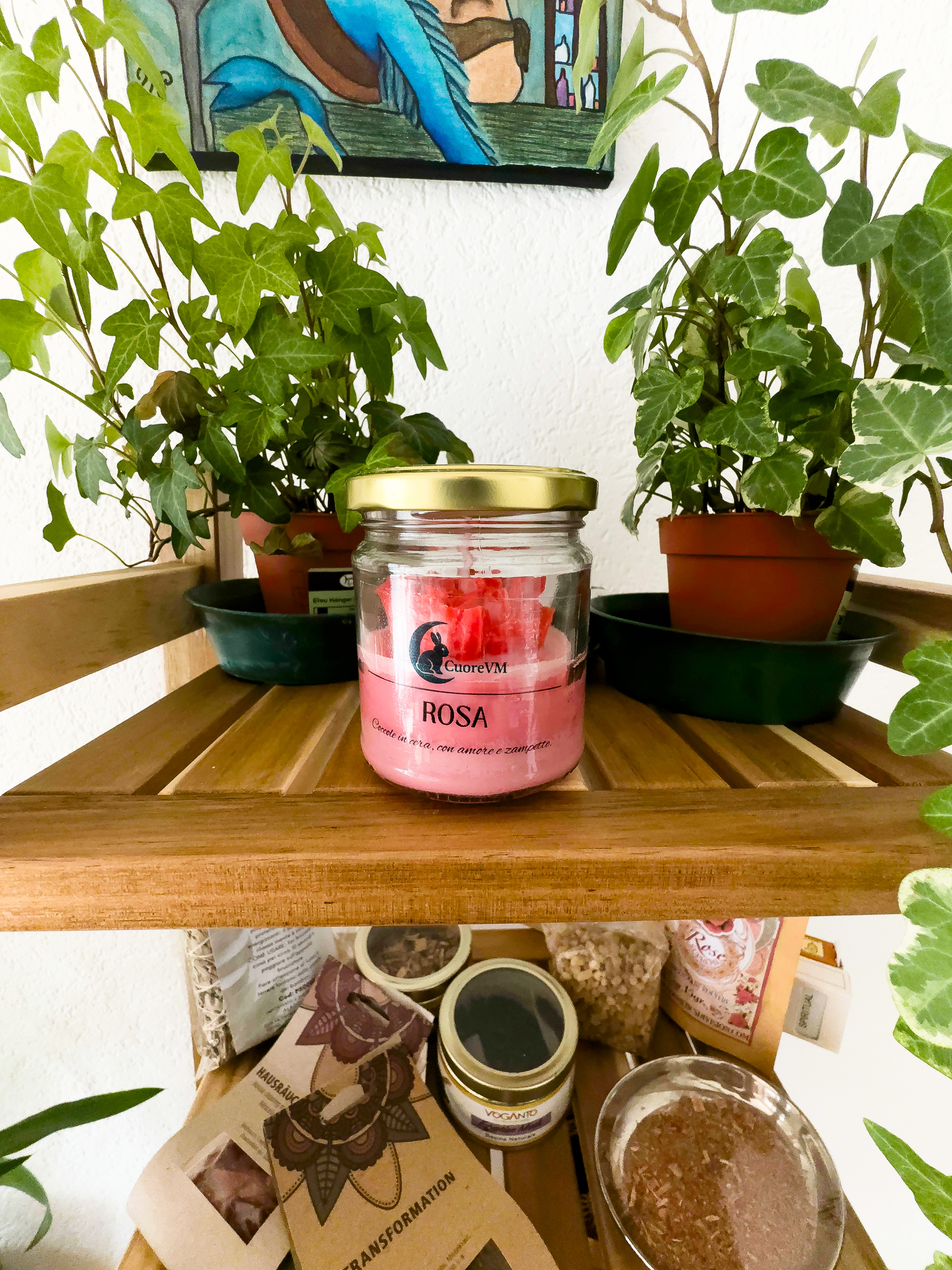 Candela profumata rosa