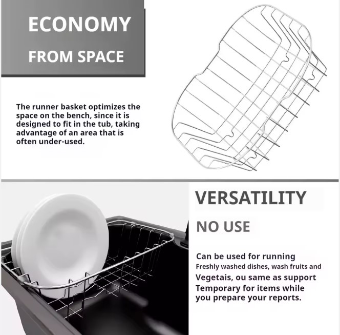 LAVAPLATOS EMPOTRADO ESTILO RIÑON 50X40X20CM + KIT DESAGUE + CESTA + DISPENSADOR