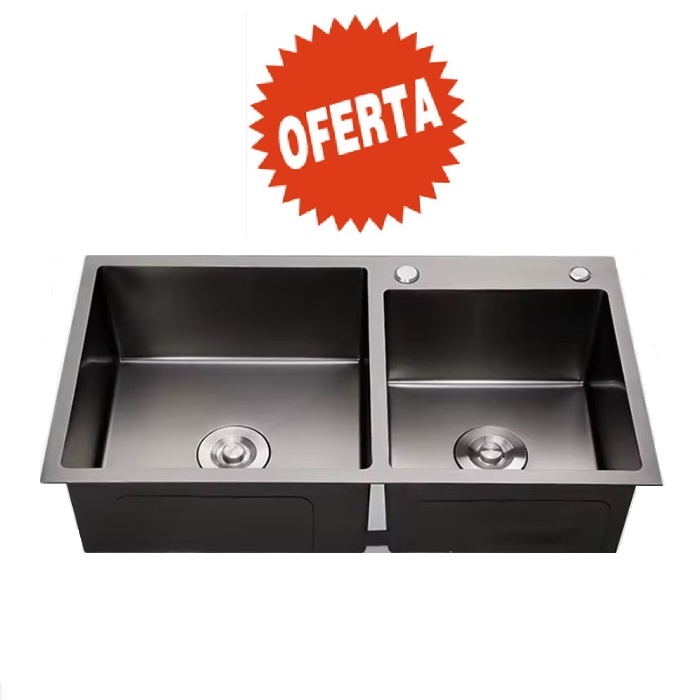 LAVAPLATOS EMPOTRADO DELUXE NEGRO 81X43X20CM + KIT DE DESAGUE