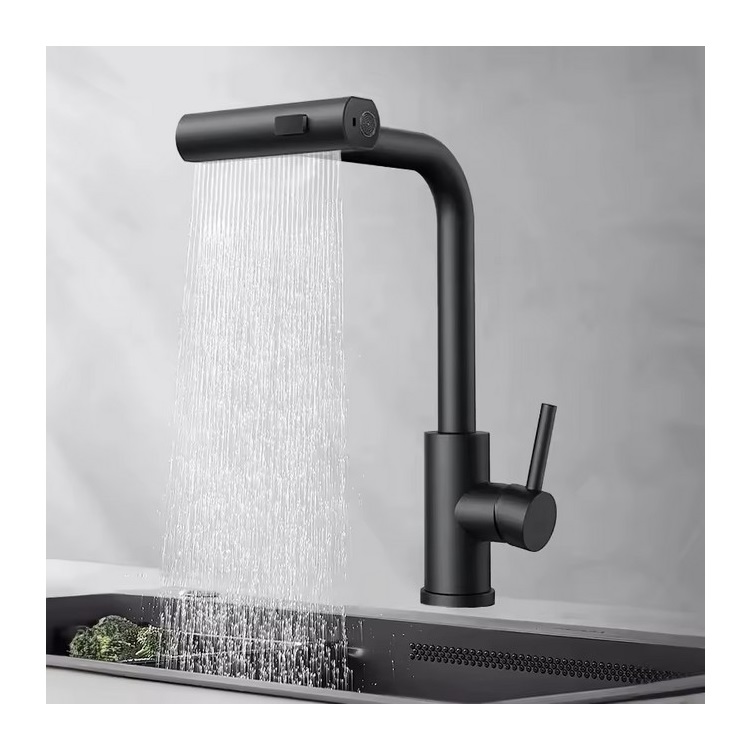 LLAVE MONOMANDO LAVAPLATOS  NEGRA BOQUILLA RECTA (Incluye Flexibles)