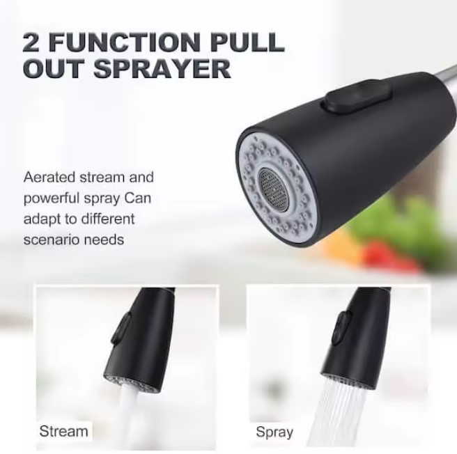 LLAVE MONOMANDO LAVAPLATOS EXTENSIBLE NEGRA (Incluye Flexibles)