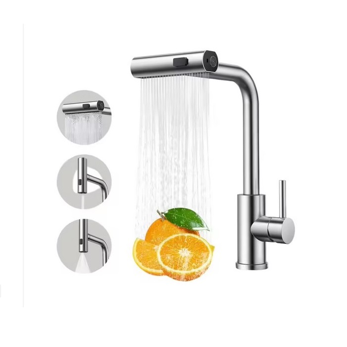 LLAVE MONOMANDO LAVAPLATOS  GRIS BOQUILLA RECTA (Incluye Flexibles)