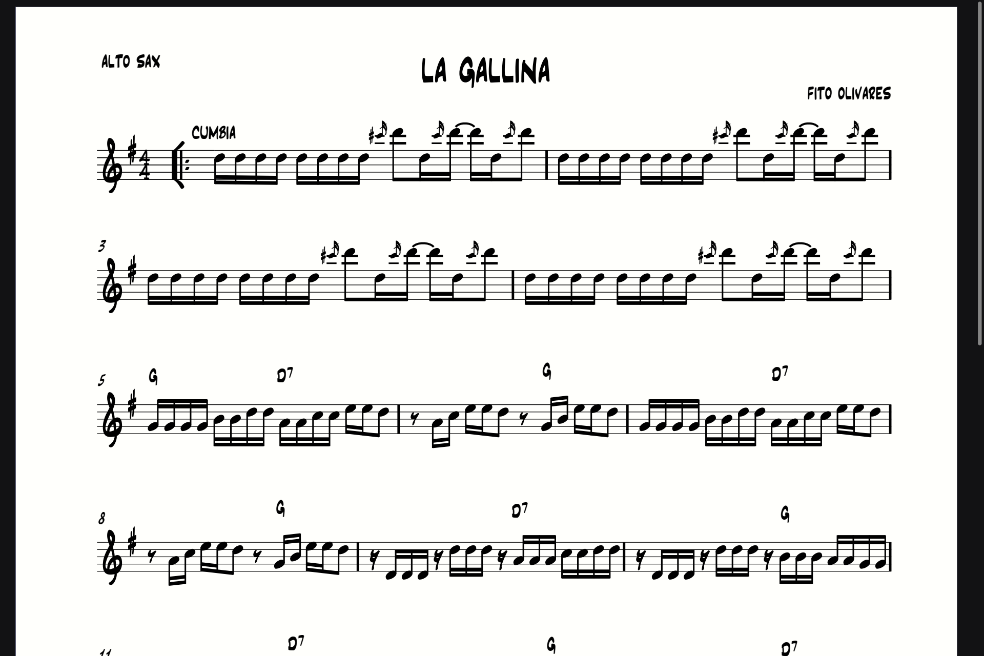 La Gallinita Fito Olivares PARTITURA GRATIS SAXOFÓN ALTO 