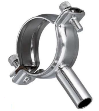 Abrazadera de soporte para tubo c/vástago sin inserto de hule AISI 304