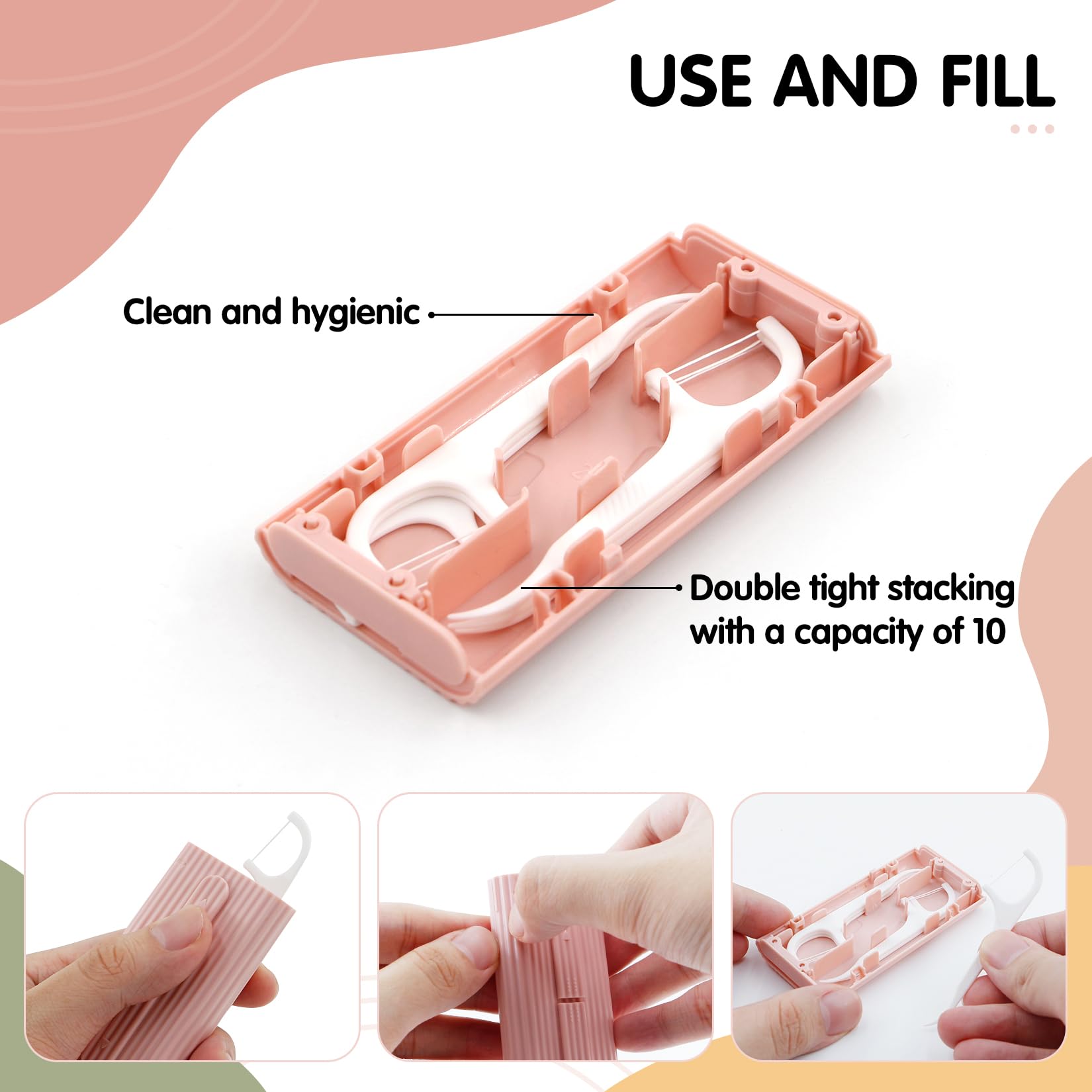 RAZOKO Dental Floss Portable Case, Storage 10 Picks Floss in Box,Floss Pick Dispenser for Cleaning Teeth and Oral Care,Toothpick Floss is Perfect for Dating,Travel,Hotels 2PCS