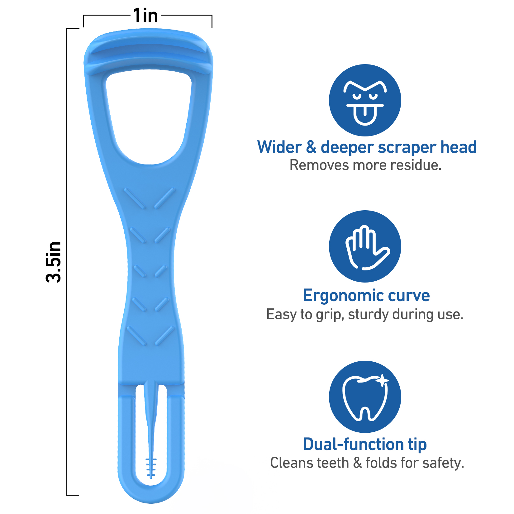 RAZOKO Tongue Cleaner with Safe Fold-Back Tooth Pick,100 Count Disposable Tongue Scraper,Hygienic Scraper for Clean Tongue & Promote Fresh Breath