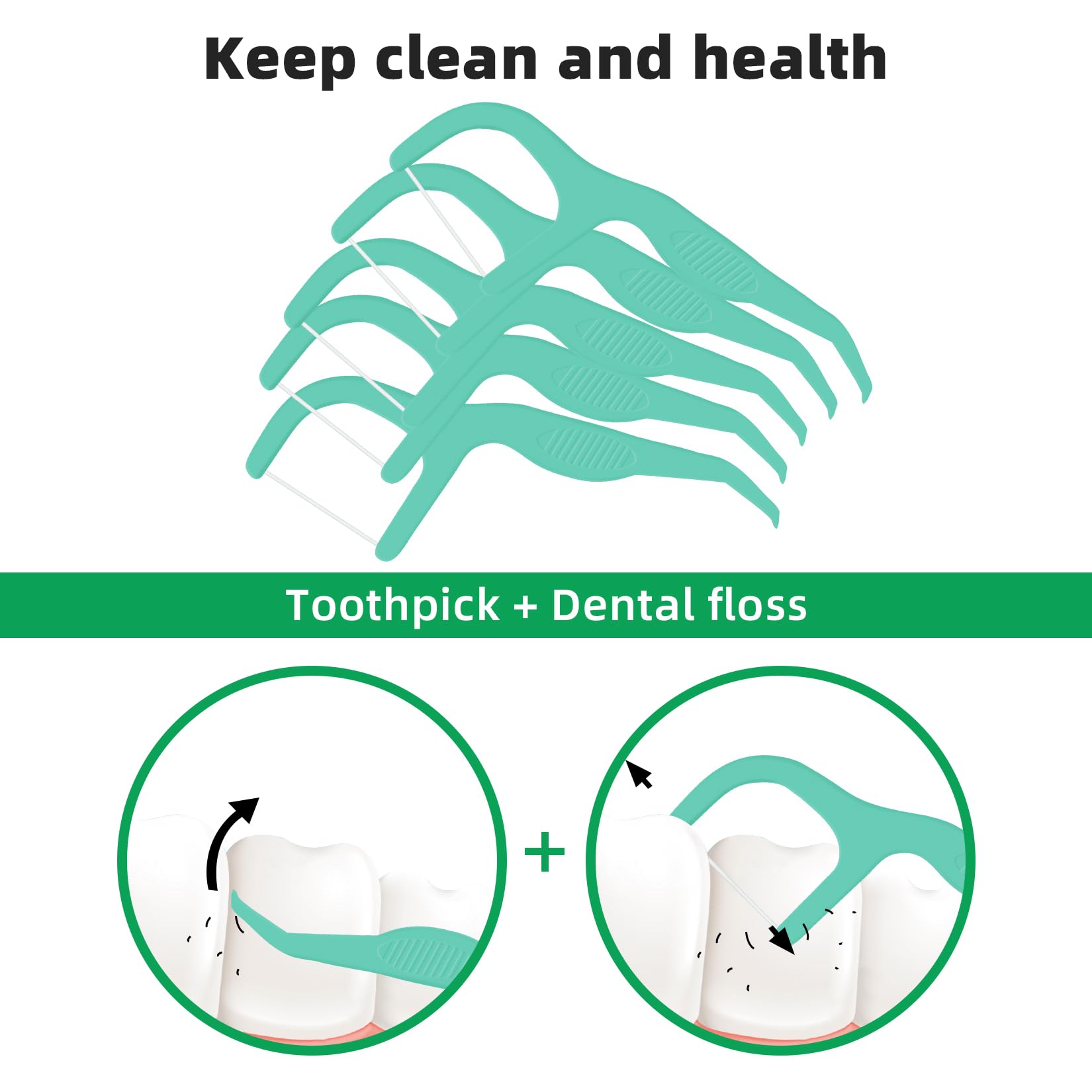 RAZOKO Dental Floss Picks | Toothpick, Shred-Resistant Floss, Easy Grip Handle, Fresh Mint Flavor, 400 Count (Pack of 2)