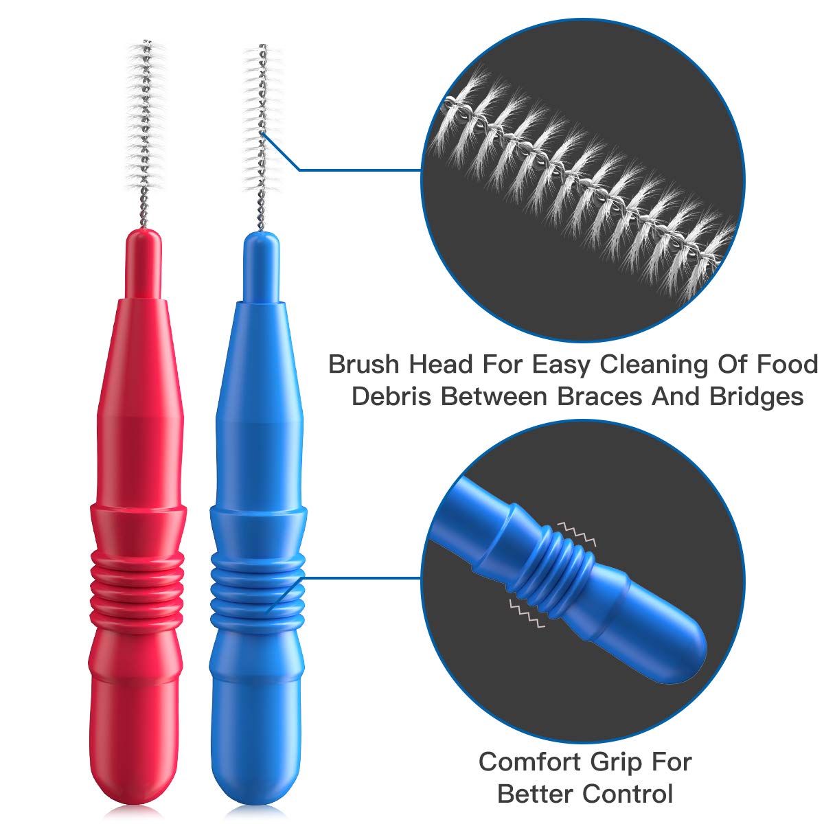 RAZOKO Interdental Brush, Flossing Head,Easy Use Tooth Cleaning Tool 176 Count (2.5mm/3mm)
