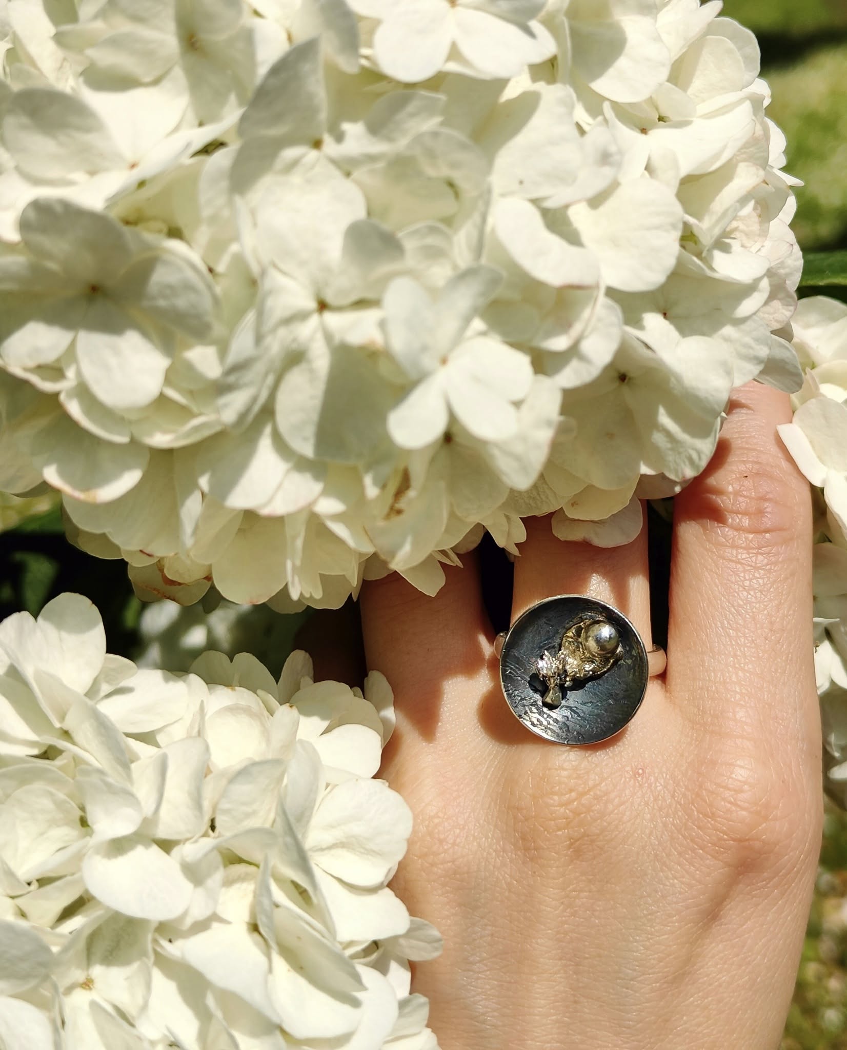 Rankų darbo sidabrinis žiedas