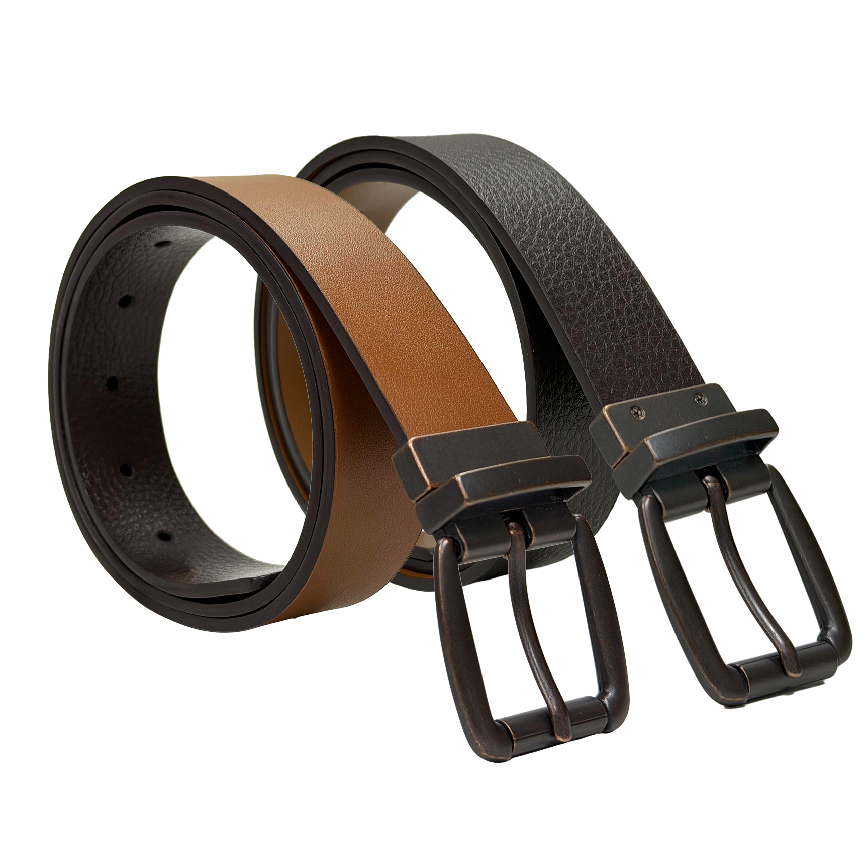 Reversible Genuine Leather Belts for Women with Roller Buckle in Matt Black finish