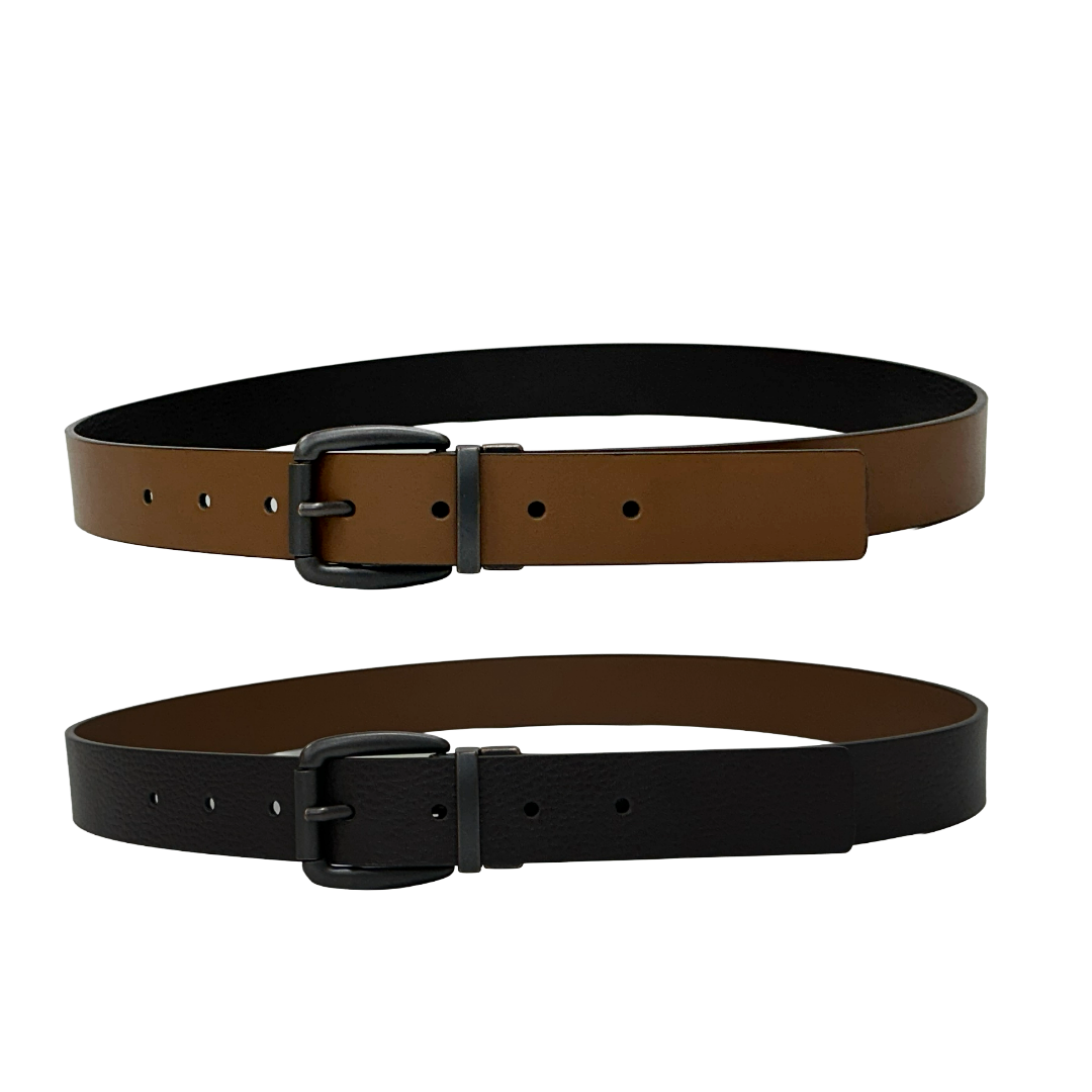 Reversible Genuine Leather Belts for Women with Roller Buckle in Matt Black finish 