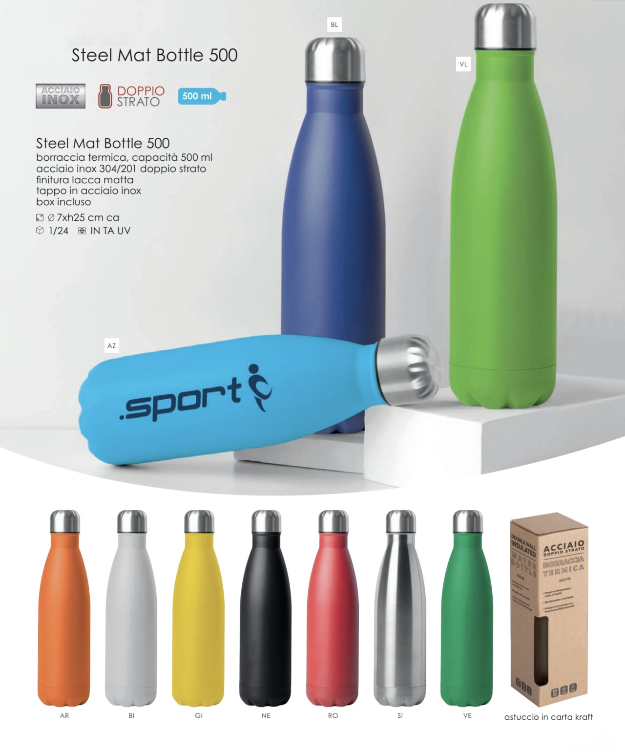 Steel Mat Bottle 500
