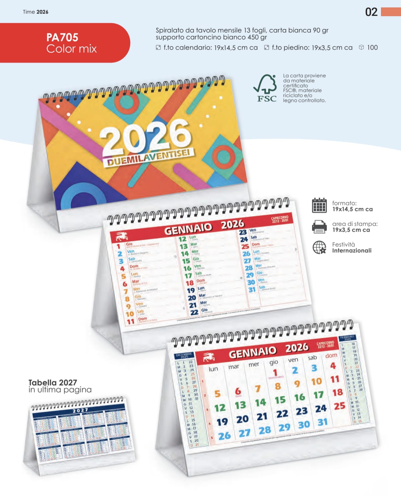 PA705 Color mix desk calendar 2026
