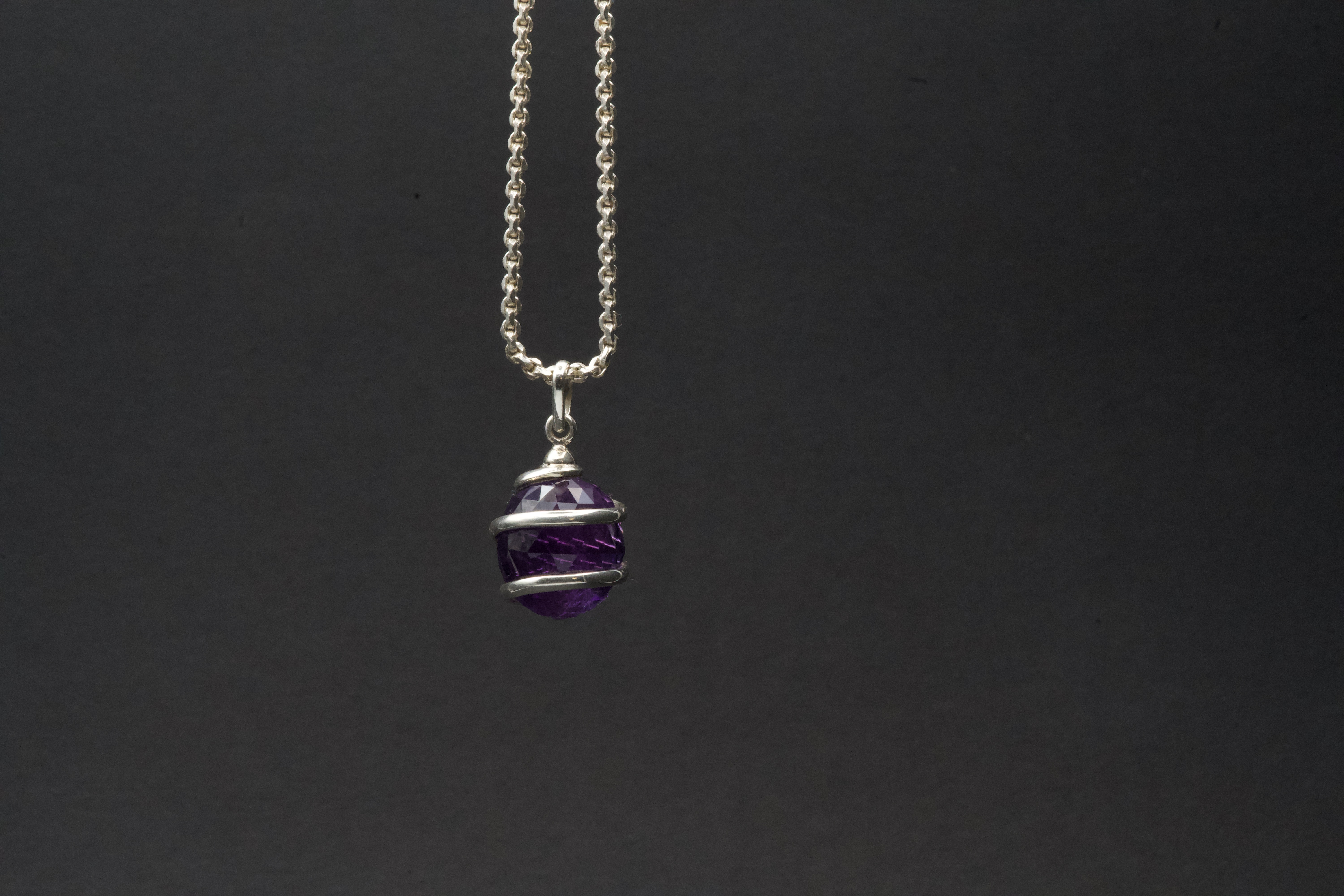 Amethyst fine Silver  Necklace