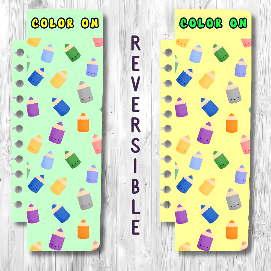 "COLOR ON" CUTE COLORED PENCILS SNAP-IN BOOKMARK