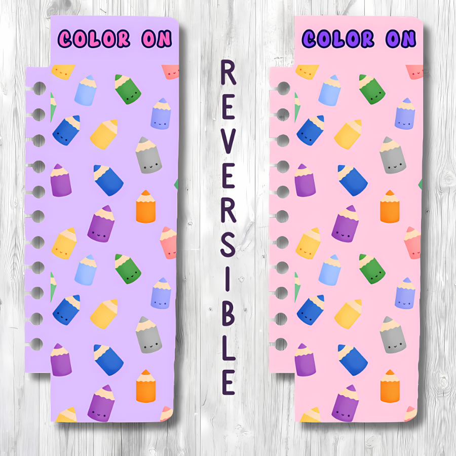"COLOR ON" CUTE COLORED PENCILS SNAP-IN BOOKMARK