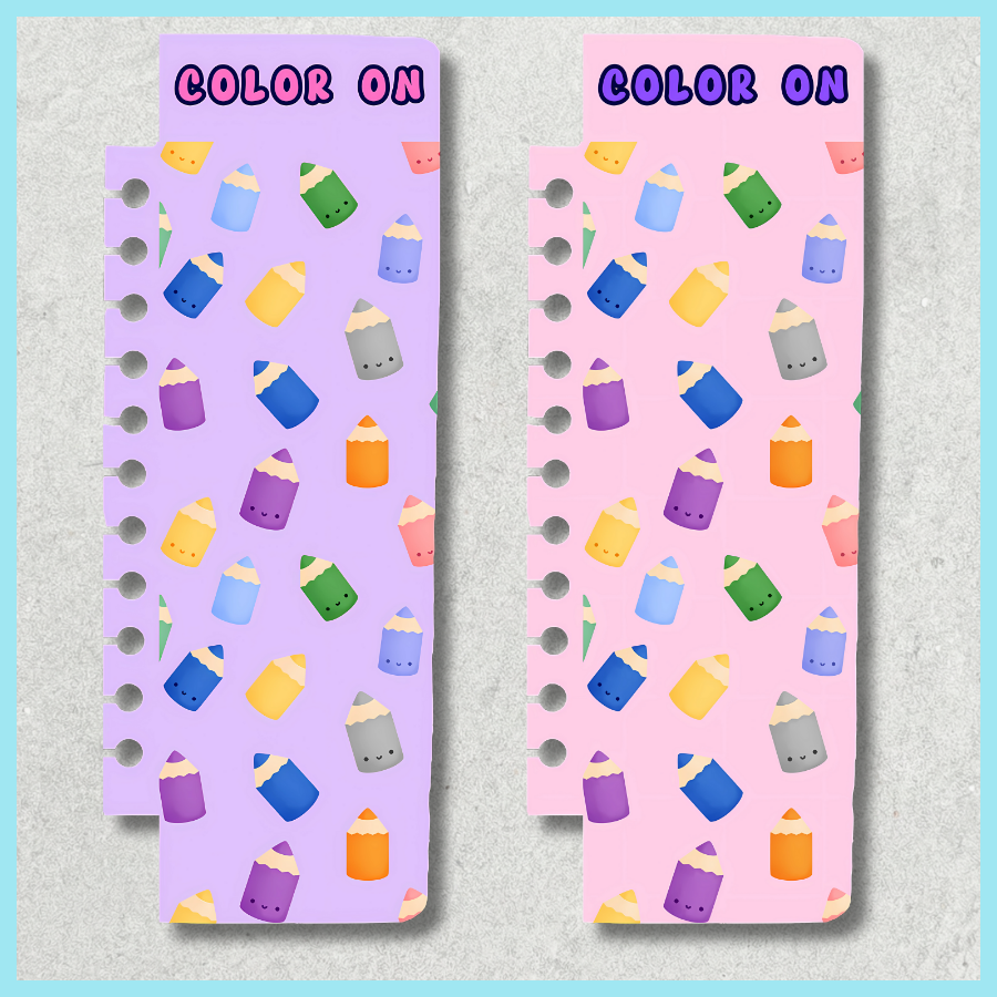 "COLOR ON" CUTE COLORED PENCILS SNAP-IN BOOKMARK