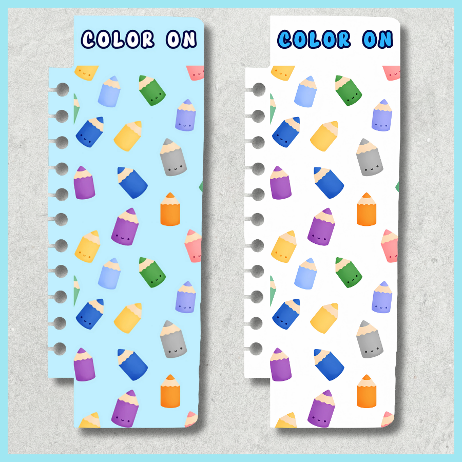 "COLOR ON" CUTE COLORED PENCILS SNAP-IN BOOKMARK