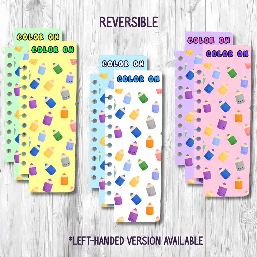 "COLOR ON" CUTE COLORED PENCILS SNAP-IN BOOKMARK