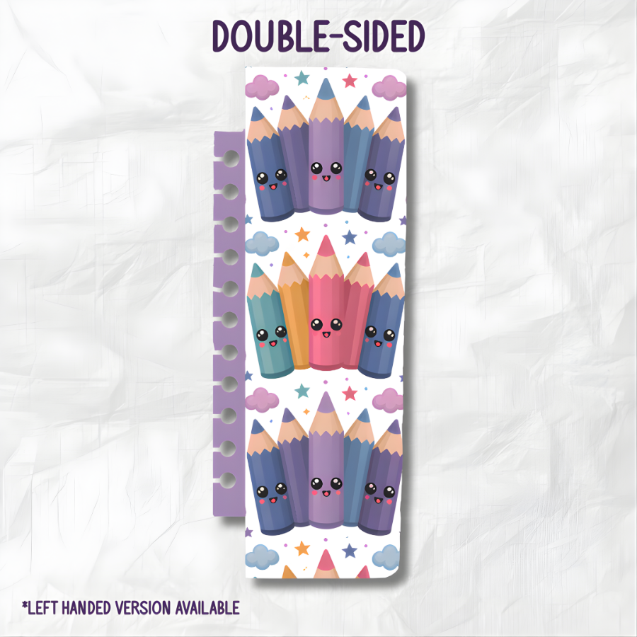 KAWAII COLORED PENCILS DOUBLE-SIDED SNAP-IN BOOKMARK