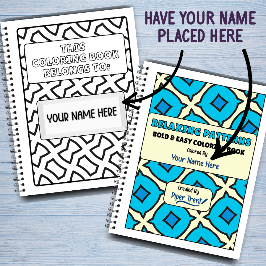 "RELAXING PATTERNS" PERSONALIZED COLORING BOOK