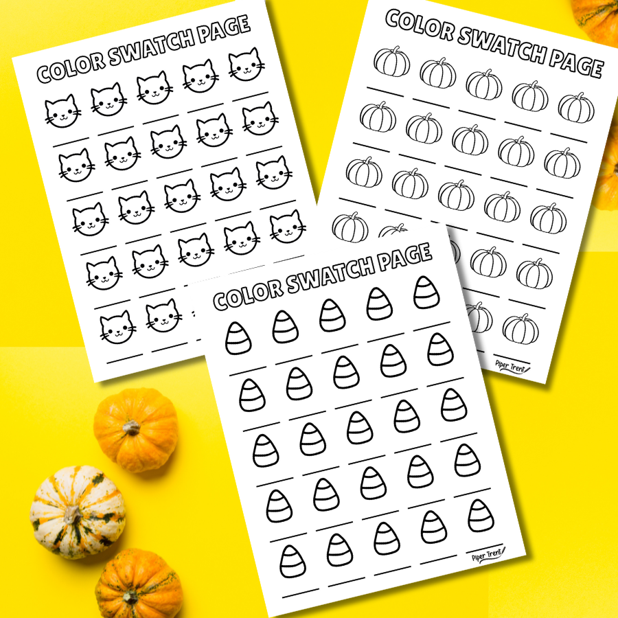 3 - PACK HALLOWEEN THEME COLOR SWATCH PAGES