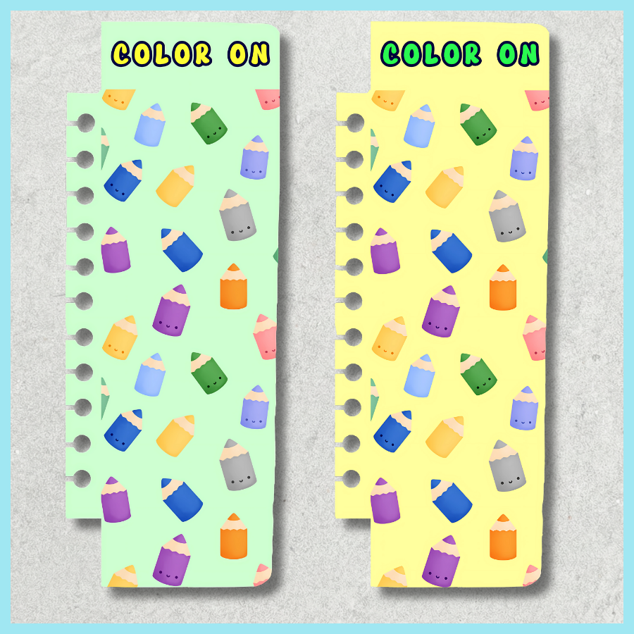 "COLOR ON" CUTE COLORED PENCILS SNAP-IN BOOKMARK