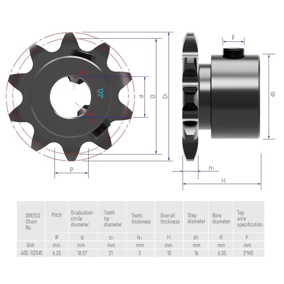 Steel Sprocket with Set Screws