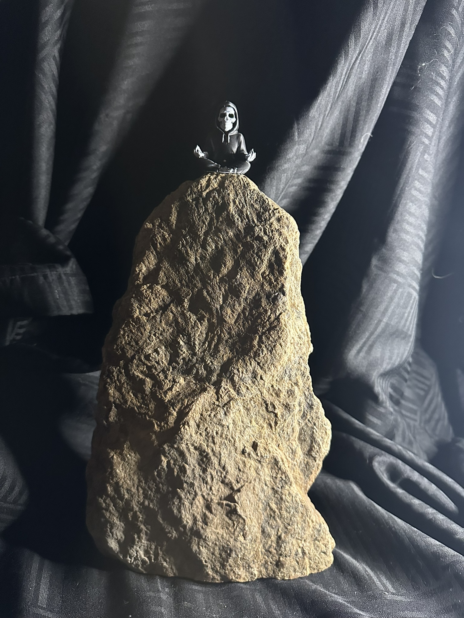 Meditative Figurine on Natural Stone Base