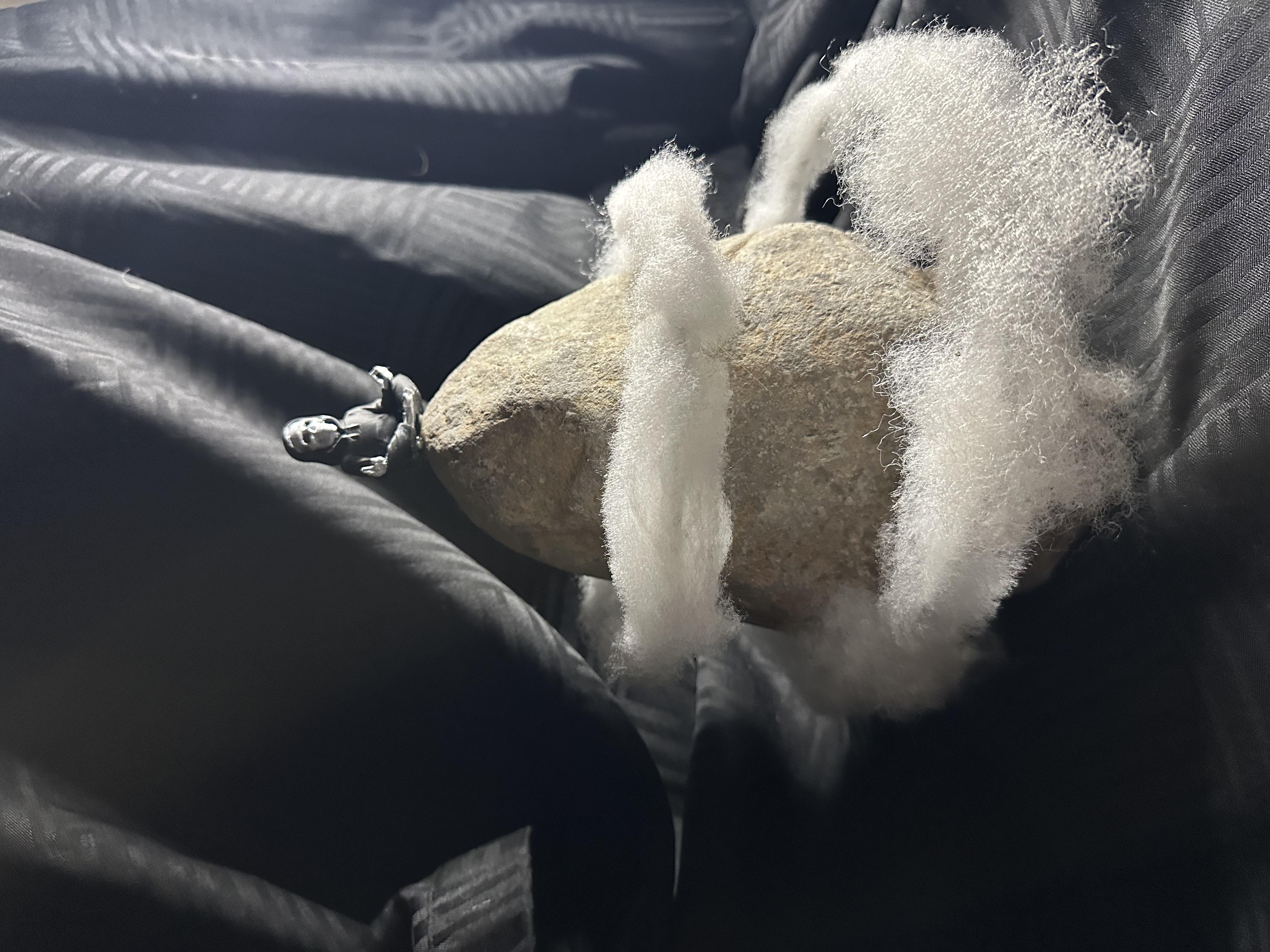 Decorative Rock with Skeleton Figurine