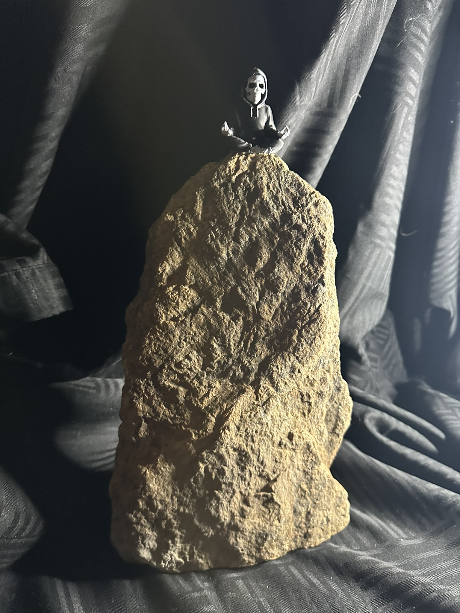 Meditative Figurine on Natural Stone Base