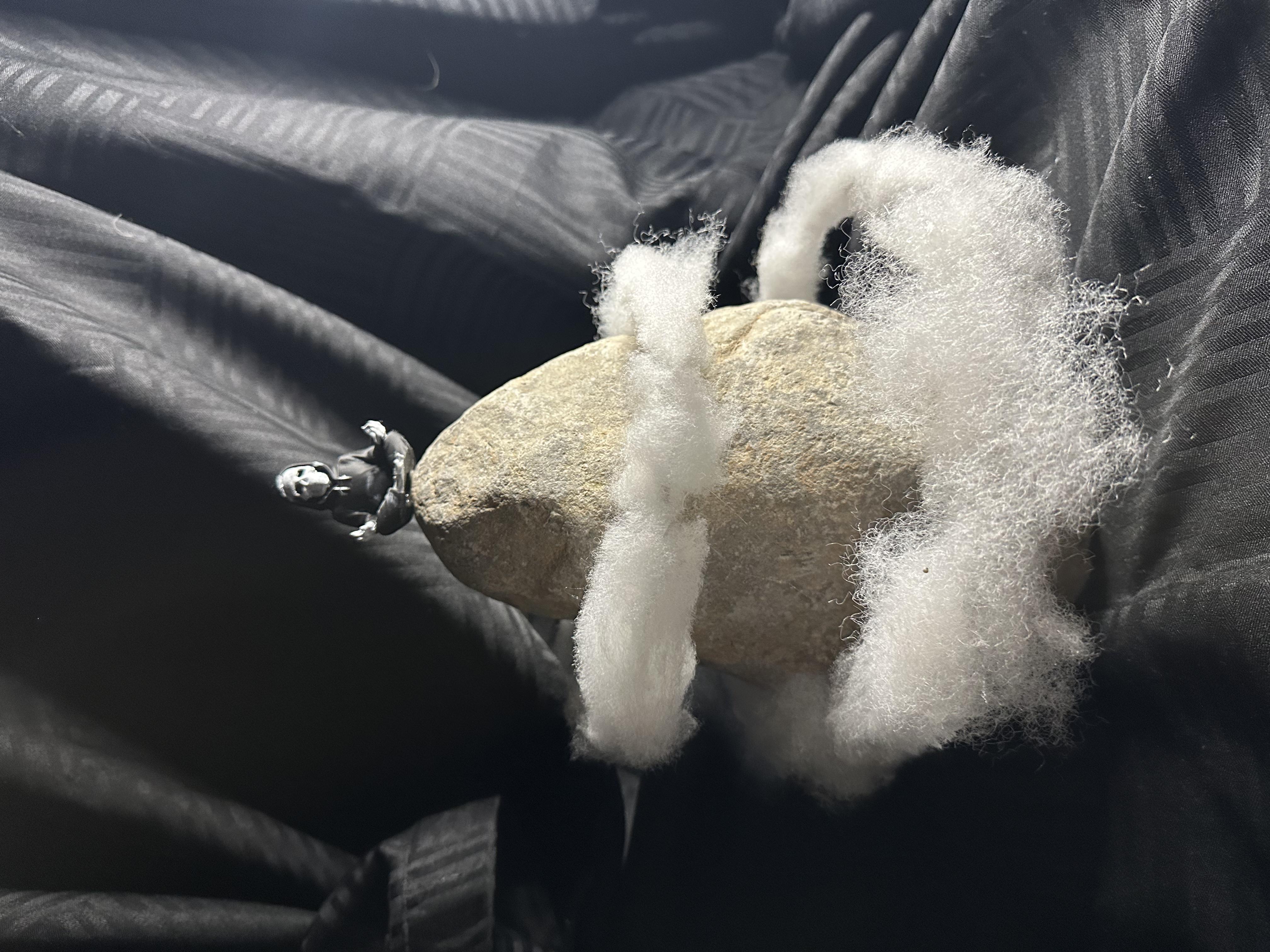 Decorative Rock with Skeleton Figurine