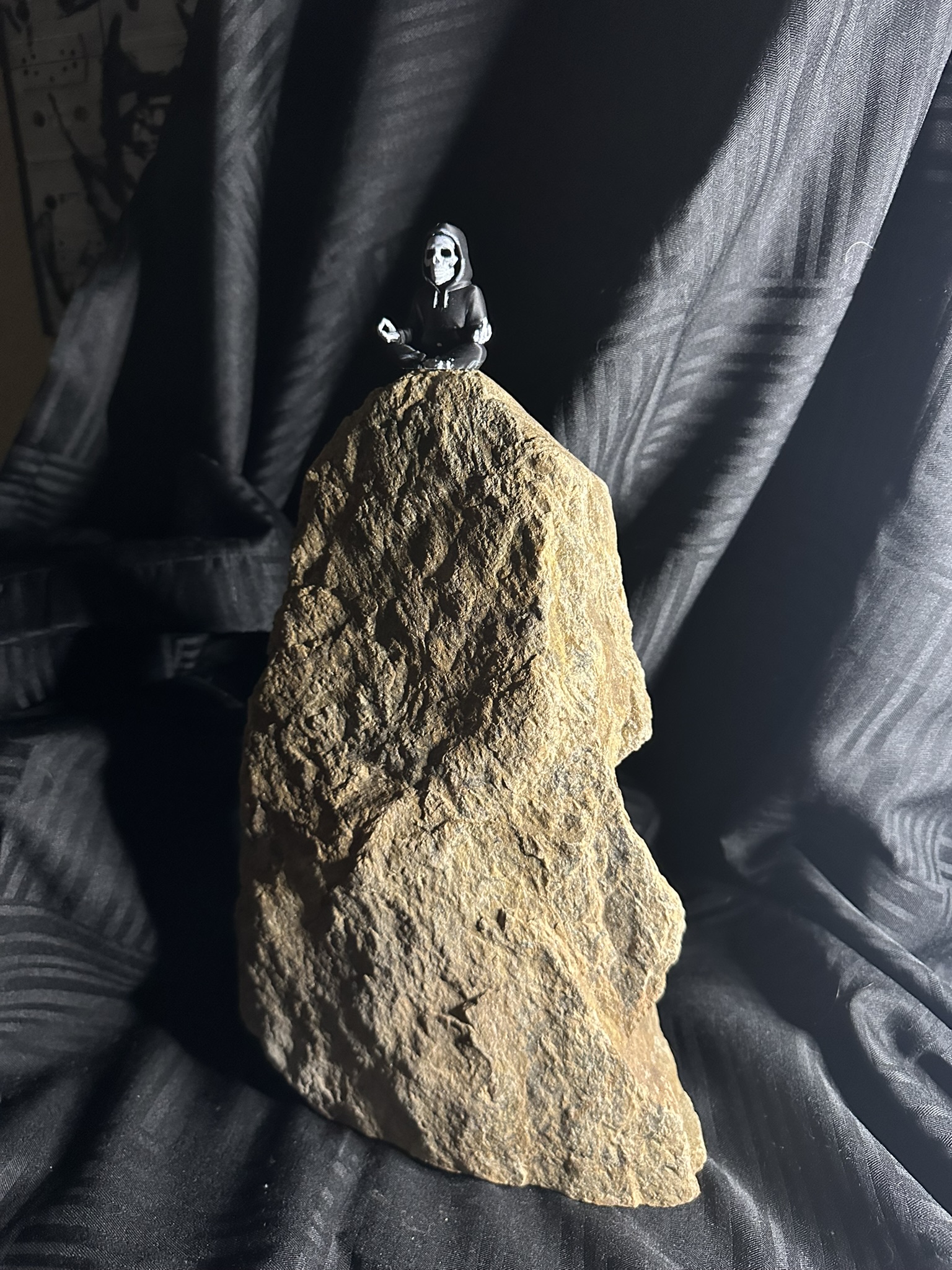 Meditative Figurine on Natural Stone Base