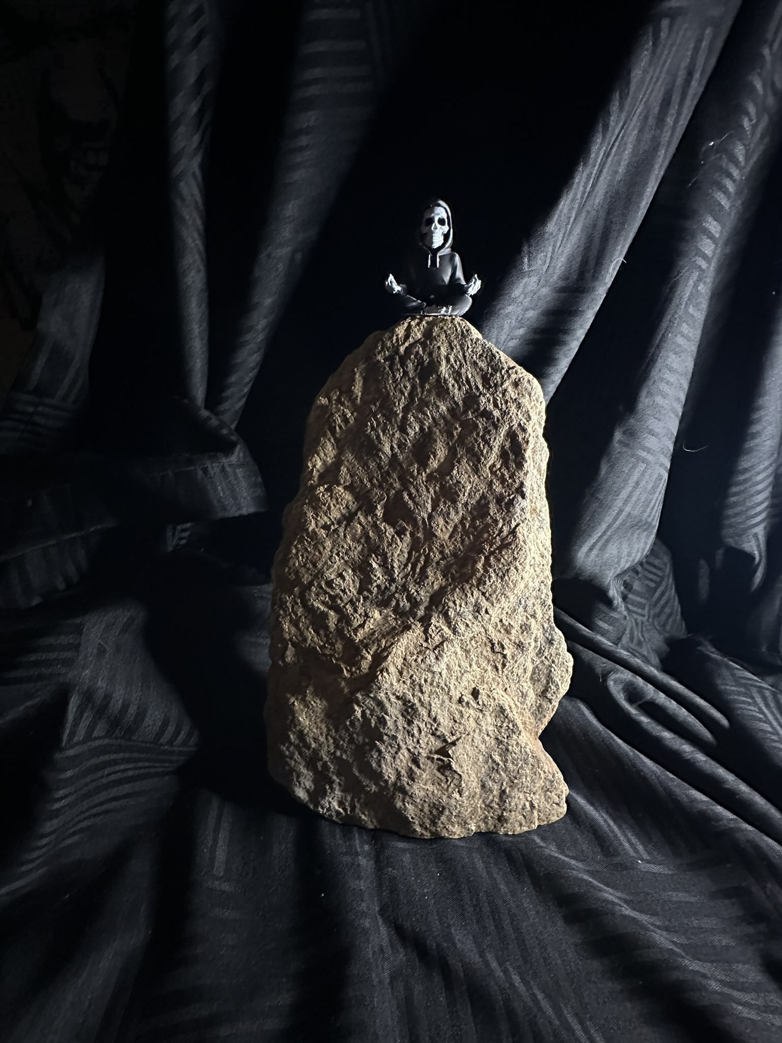 Meditative Figurine on Natural Stone Base