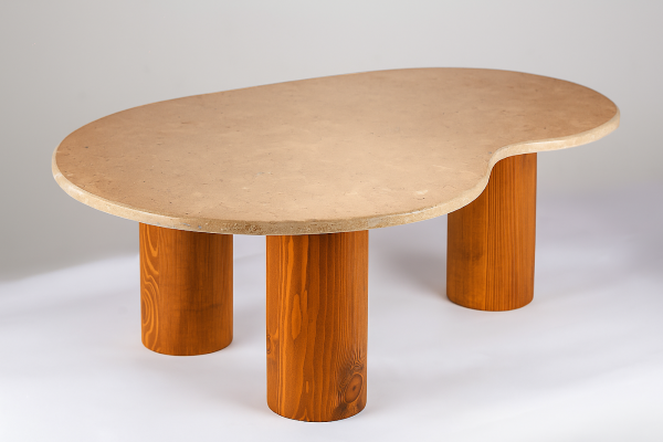 "Ren" Sinai Pearl Limestone and Solid Wood Coffee Table