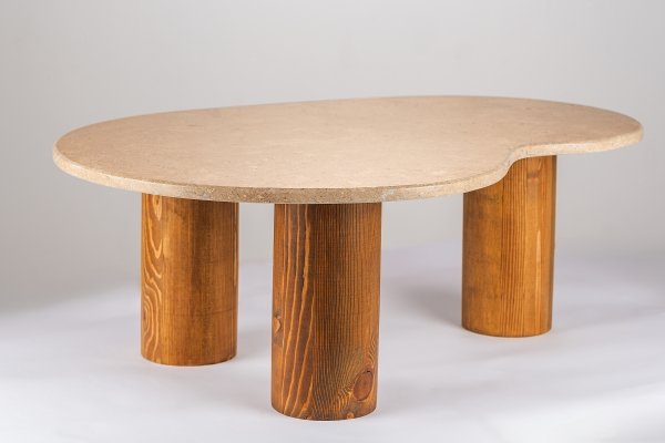 "Ren" Sinai Pearl Limestone and Solid Wood Coffee Table