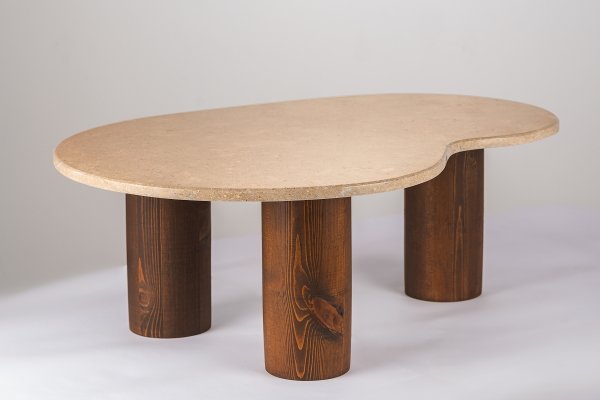 "Ren" Sinai Pearl Limestone and Solid Wood Coffee Table