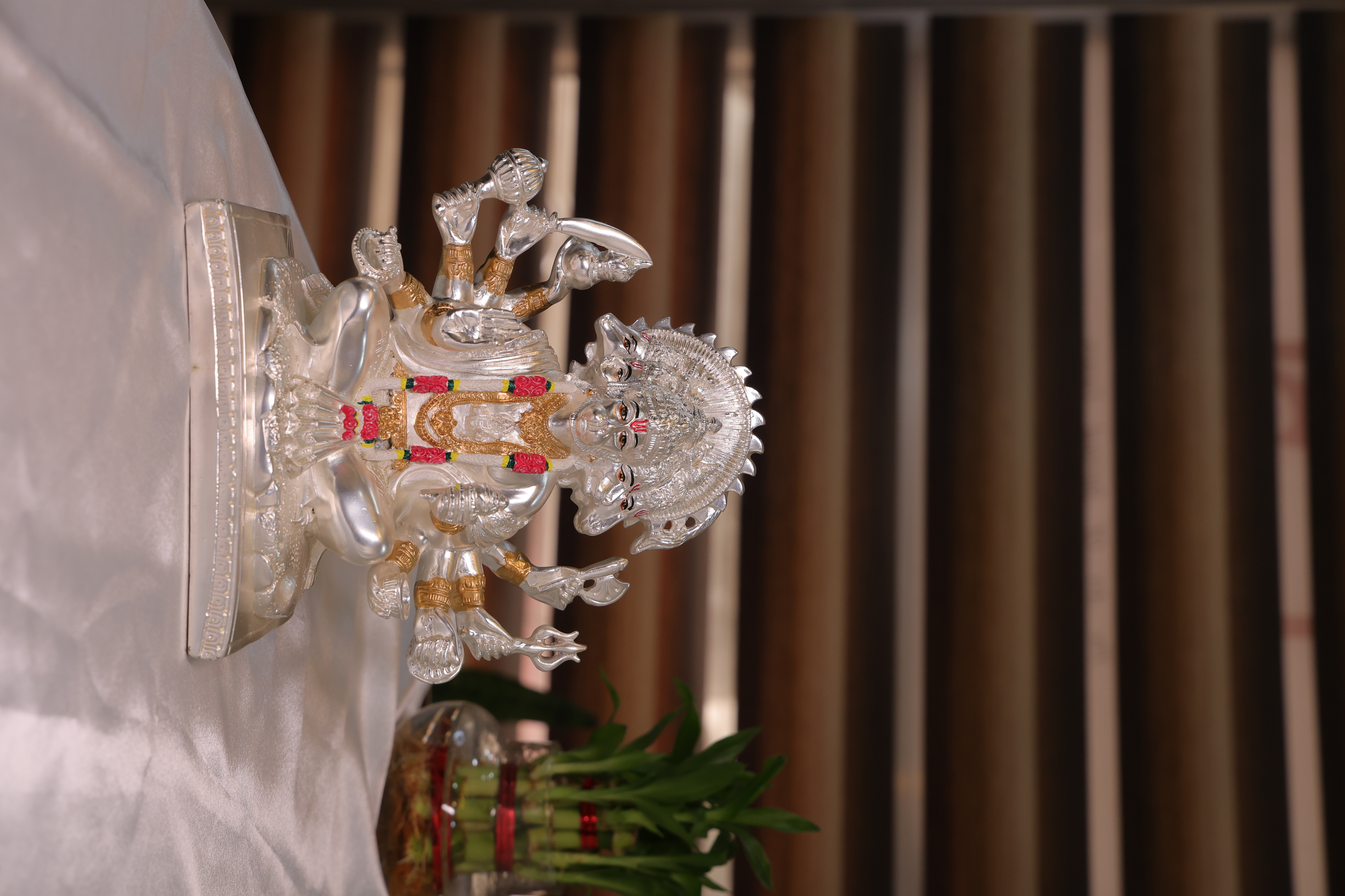 Panchmukhi Bajrang Bali – Silver Matte Hanuman Idol