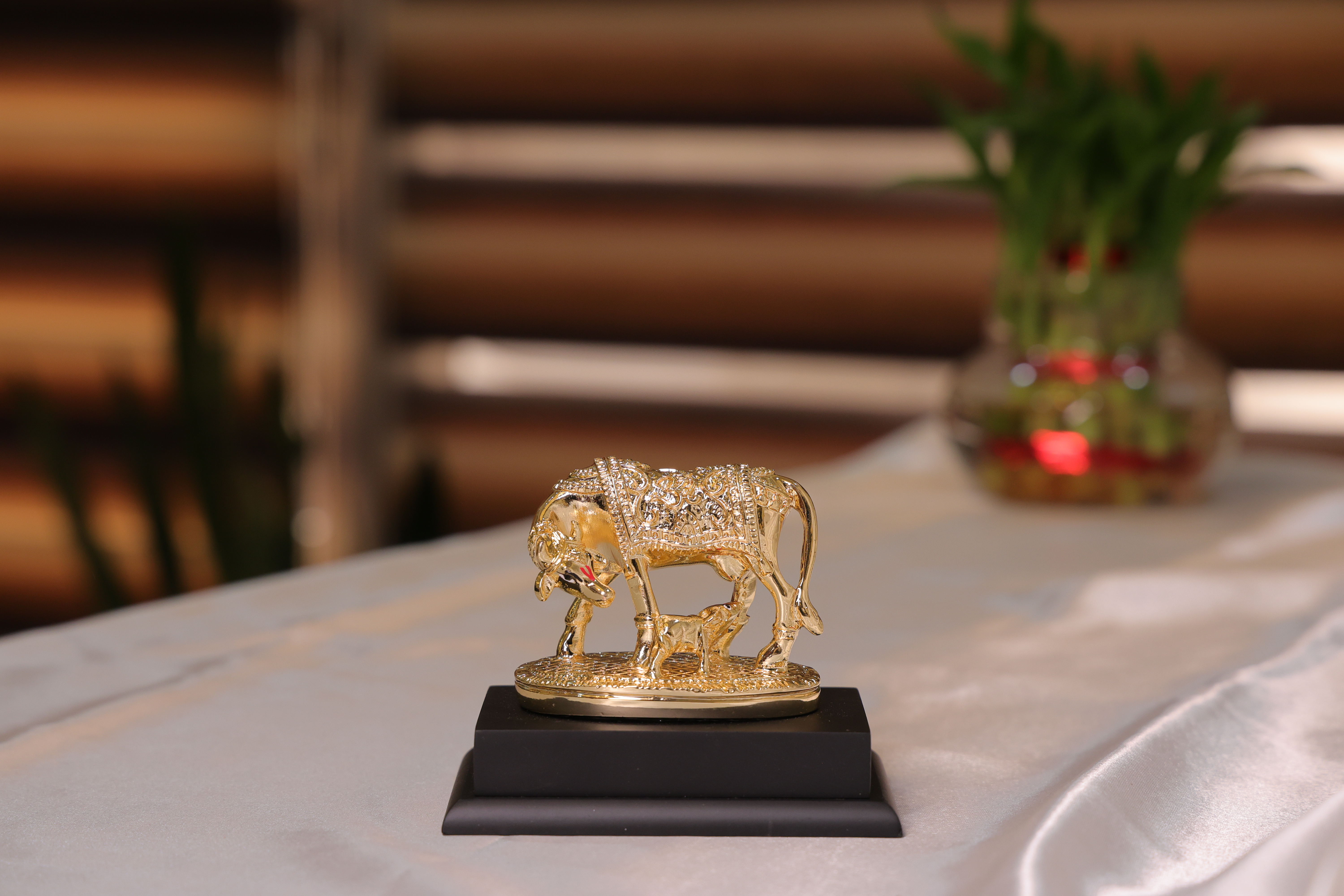 Om Cow - Gold with Base