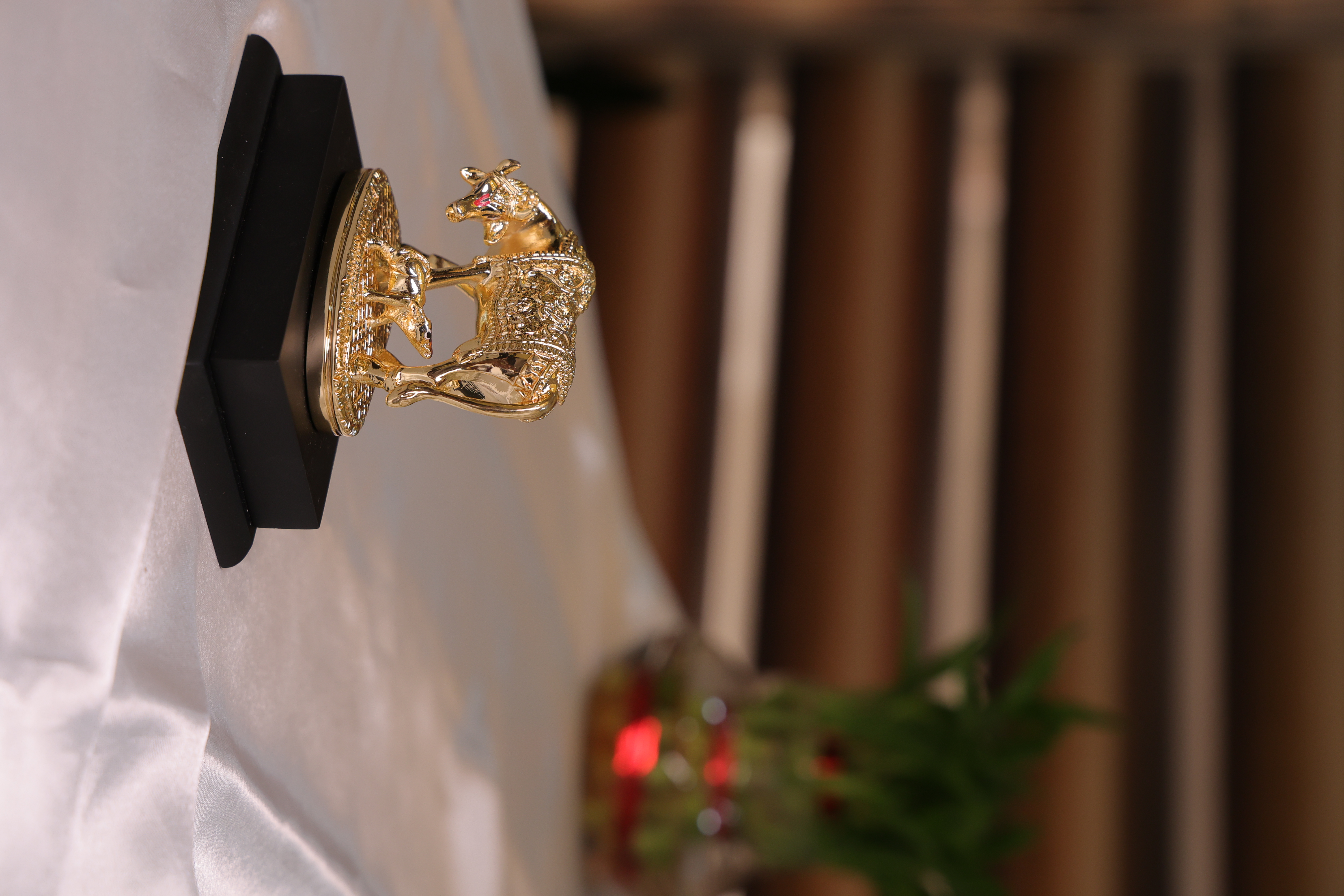 Om Cow - Gold with Base