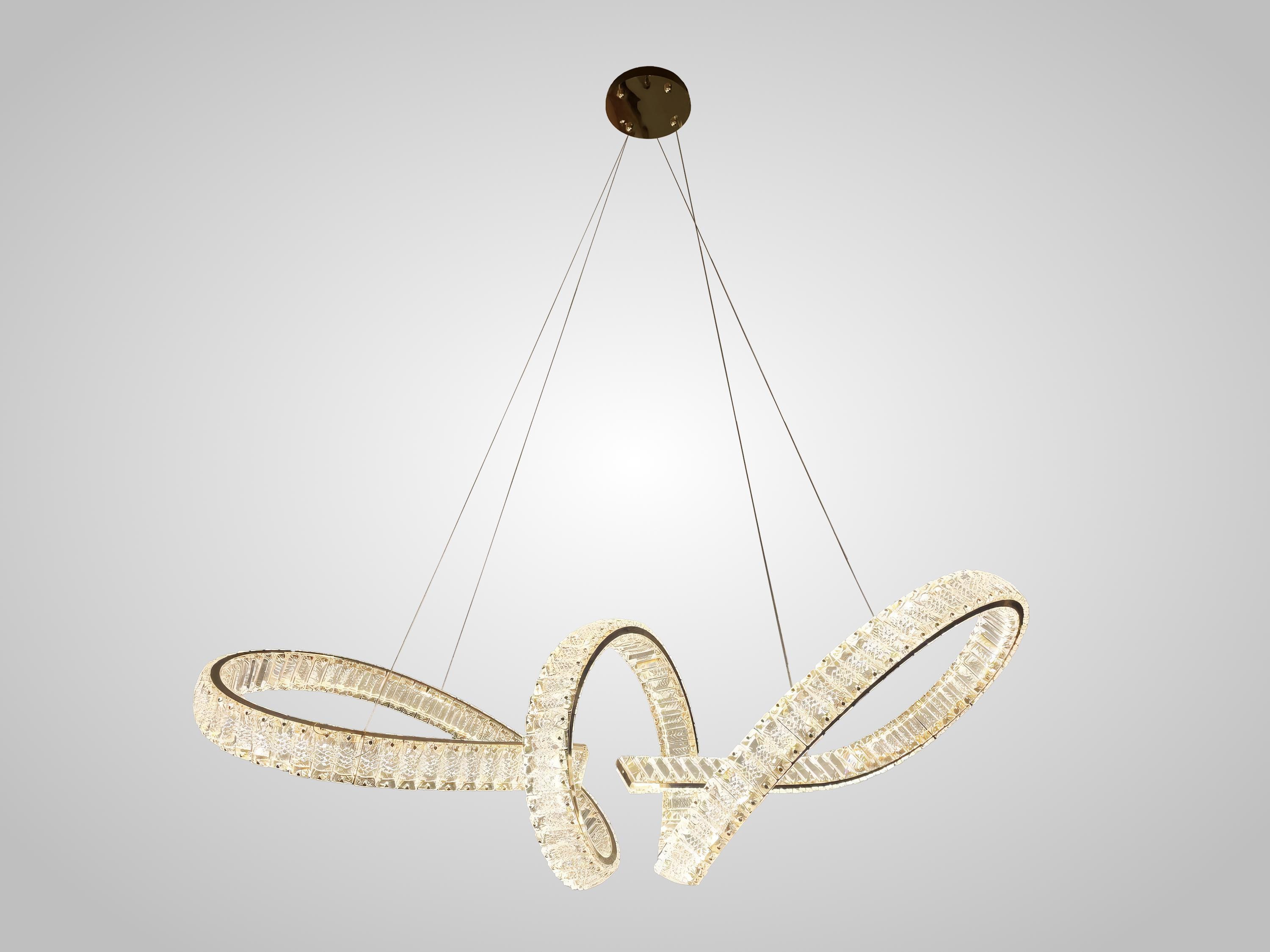Crystal LED Chandelier – Unique Twisted Design Pendant Light for Living Room & Dining Room