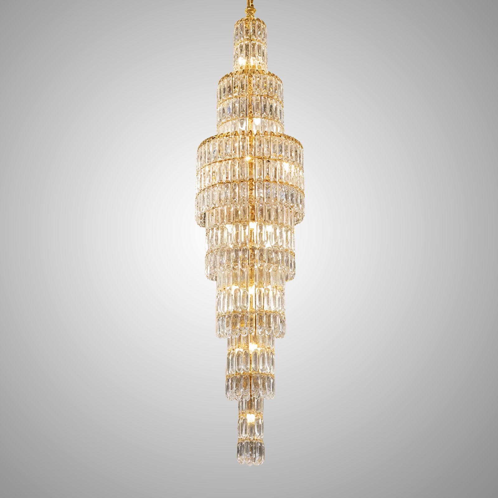 Elegant 59-Inch Tall Crystal Chandelier – Luxury Gold & Glass Pendant Light