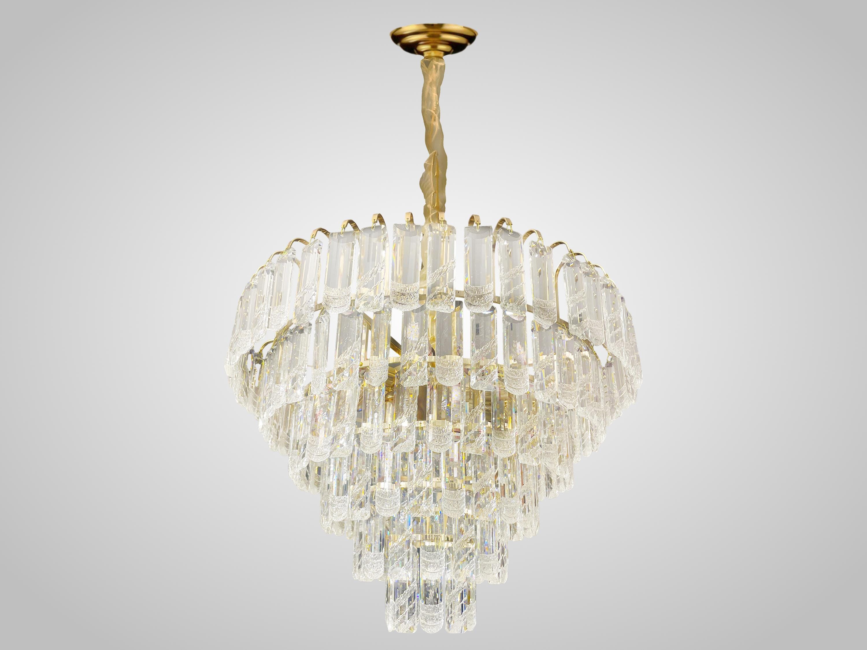 Luxury Crystal Tiered Chandelier – Wide Modern Round Pendant Light for Dining Room, Living Room