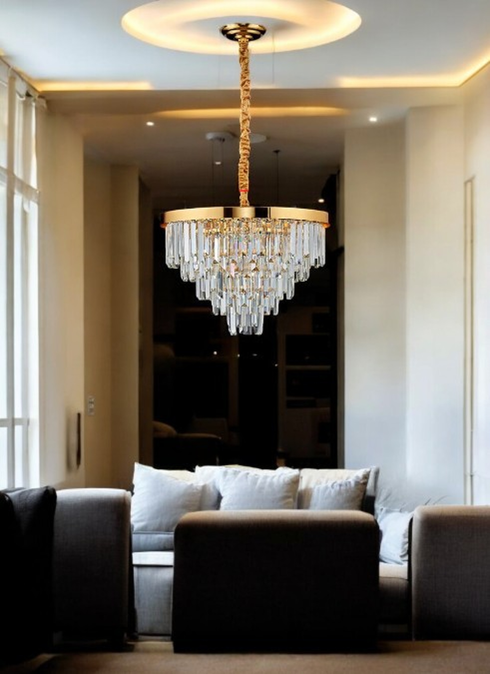 Crystal Chandelier – Stunning Pendant Light for Dining Room & Bedroom (19.6")