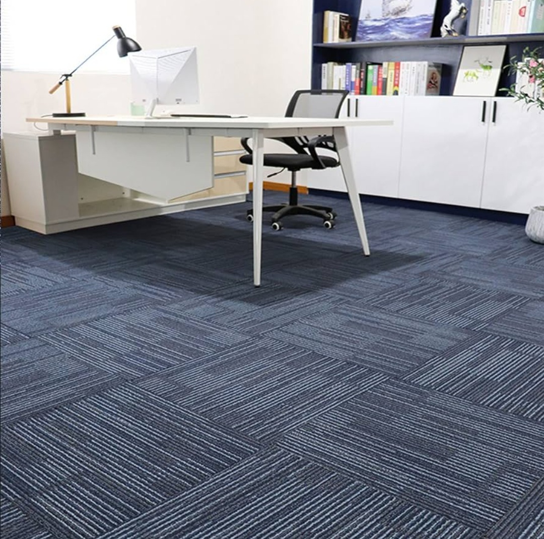Denim 20" x 20" Premium Commercial Carpet Tile / Stain Resistant - Modern Striped Design
