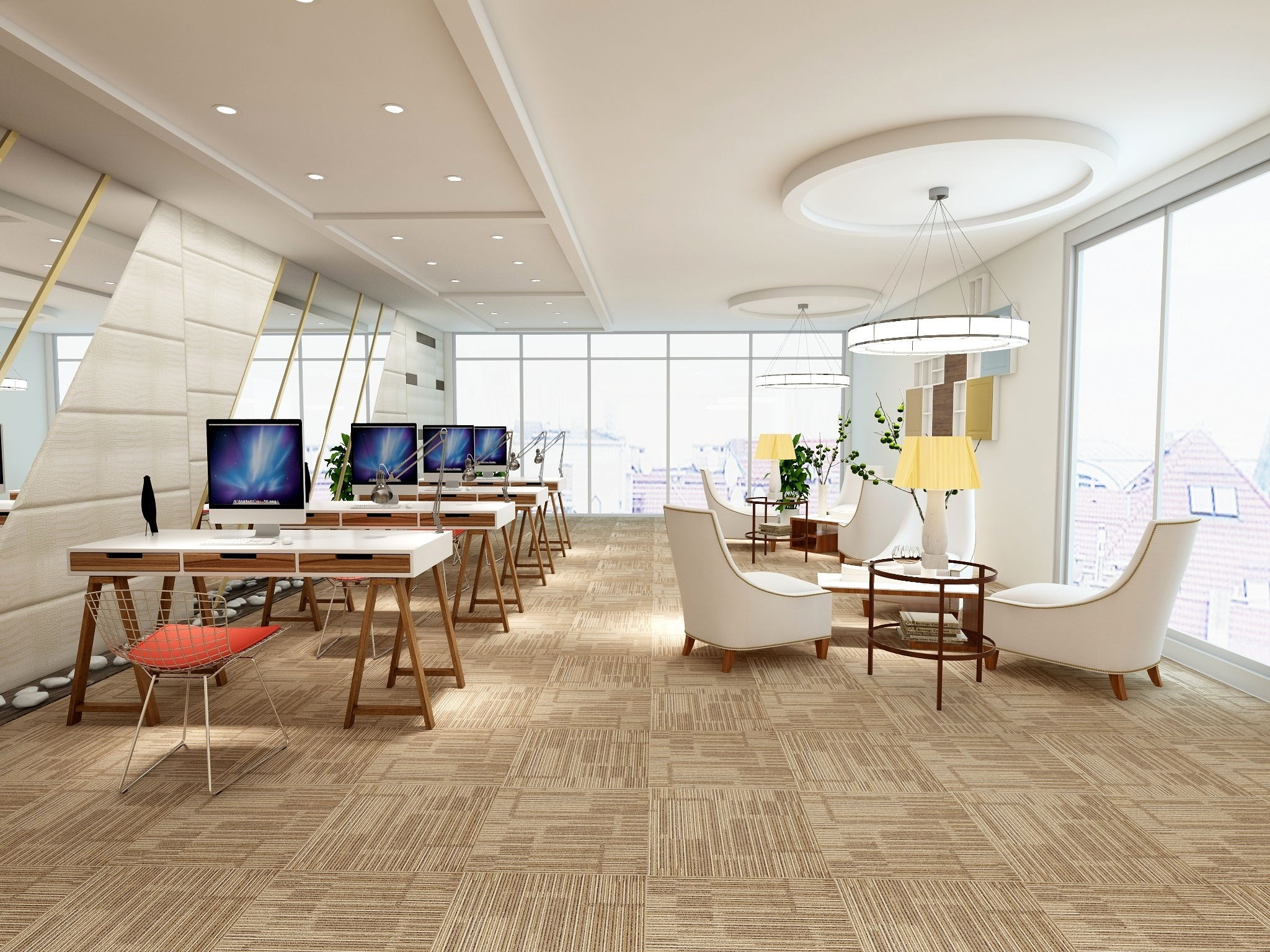 Fawn 20" x 20" Premium Commercial Carpet Tiles / Durable Office Use 