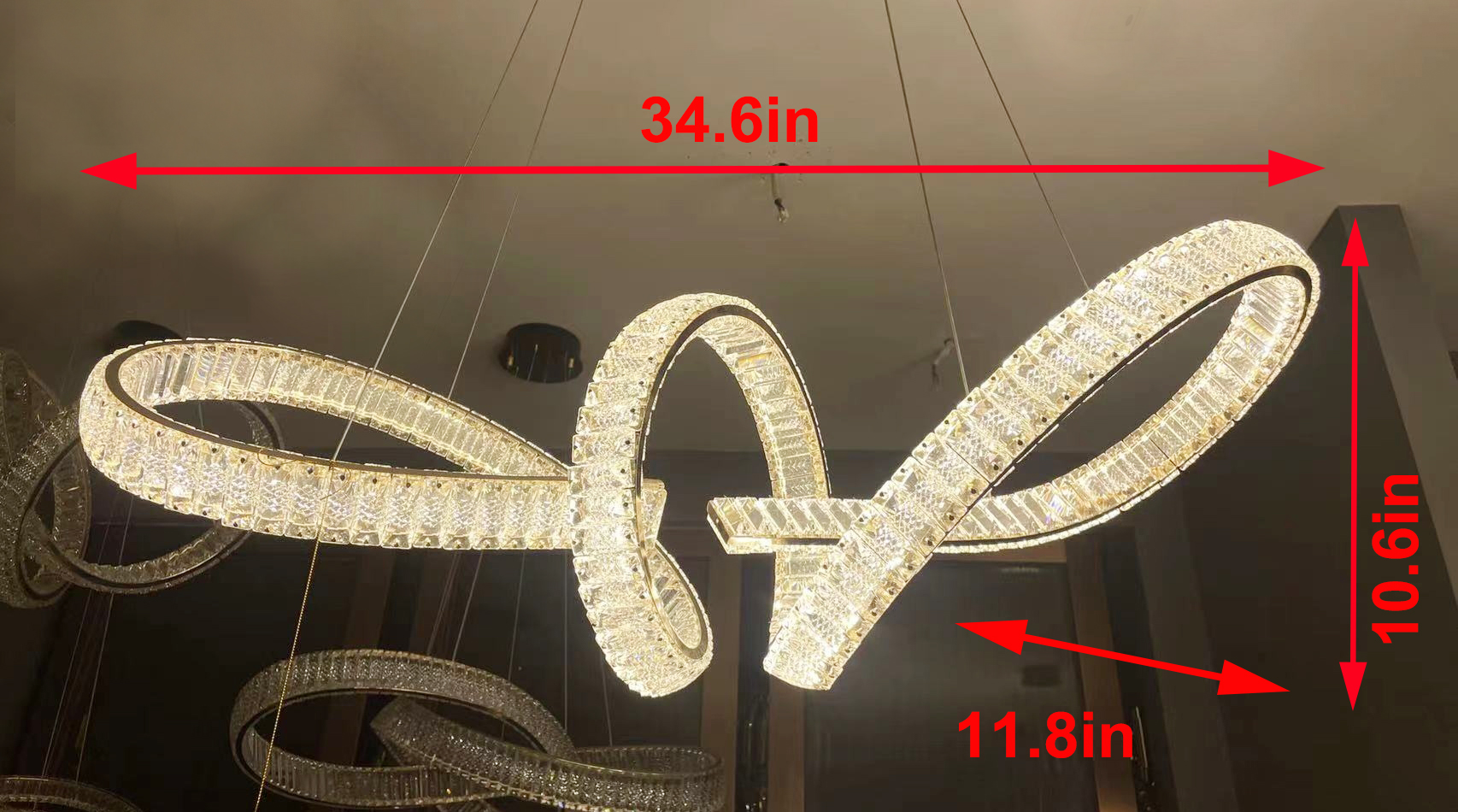 Crystal LED Chandelier – Unique Twisted Design Pendant Light for Living Room & Dining Room