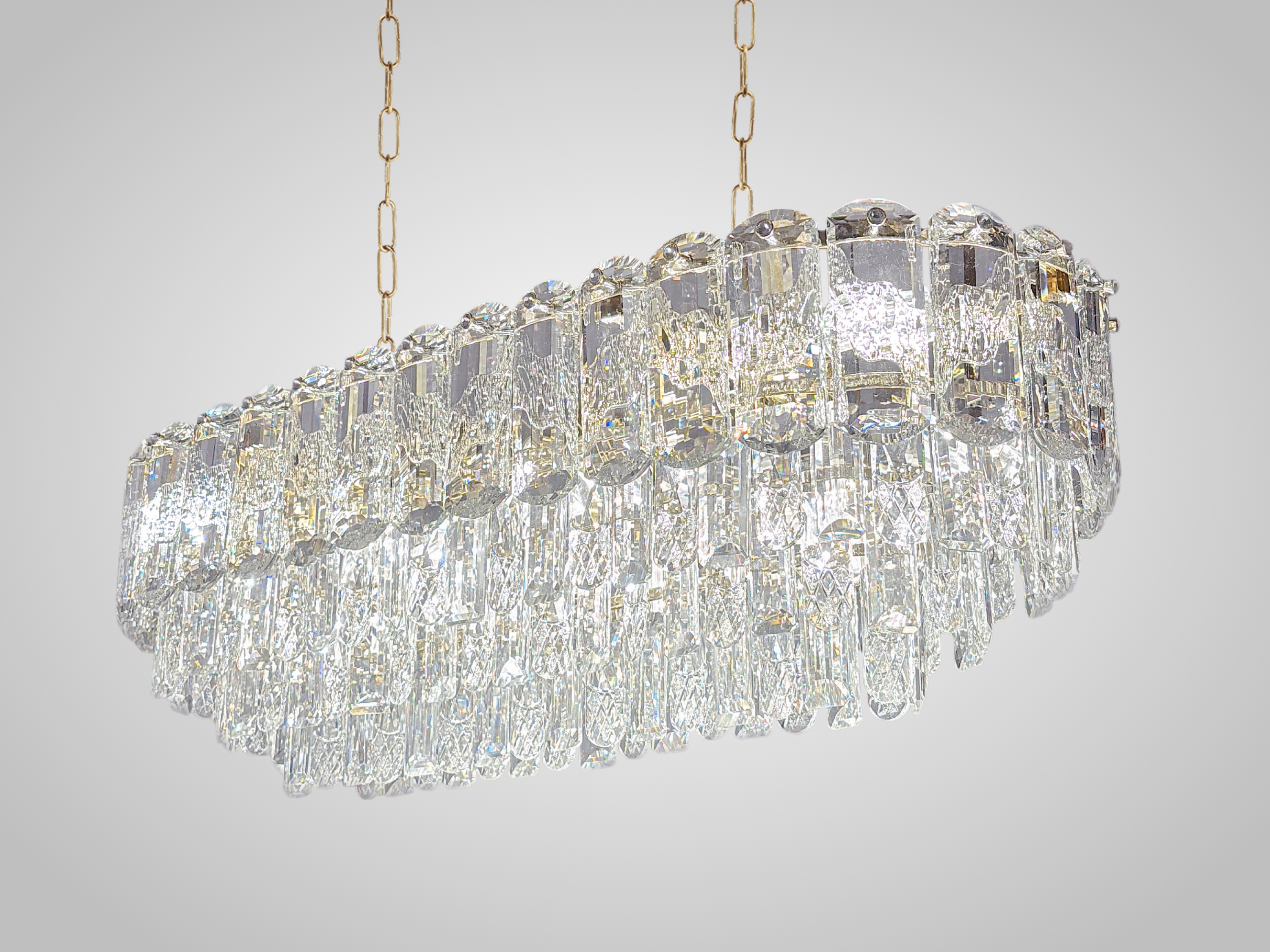 Elegant Rectangular Crystal Chandelier – 31.4" Luxury Ceiling Light for Dining Room, Kitchen Island, or Living Room