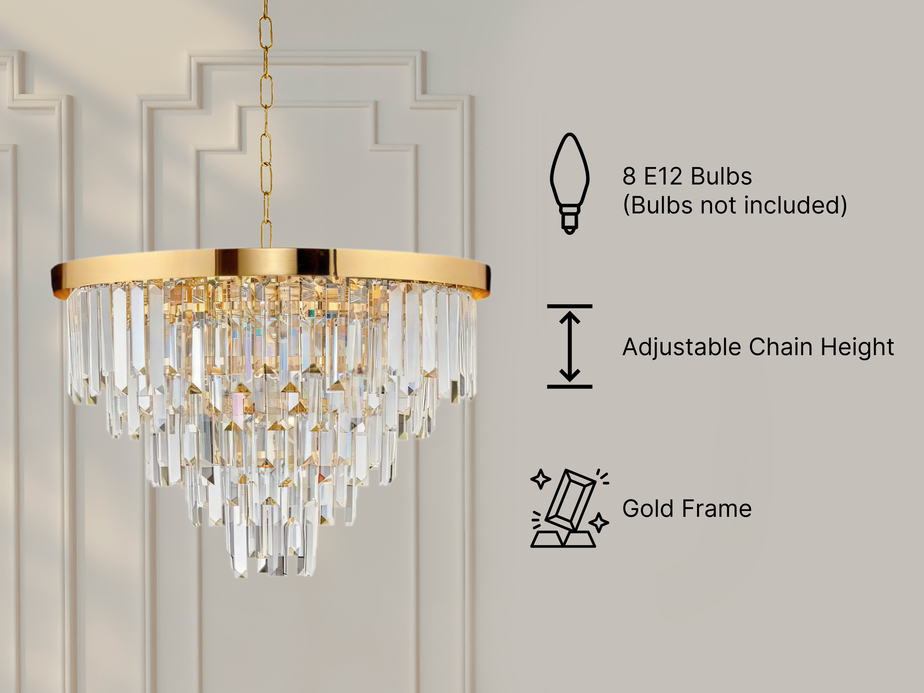 Crystal Chandelier – Stunning Pendant Light for Dining Room & Bedroom (19.6")